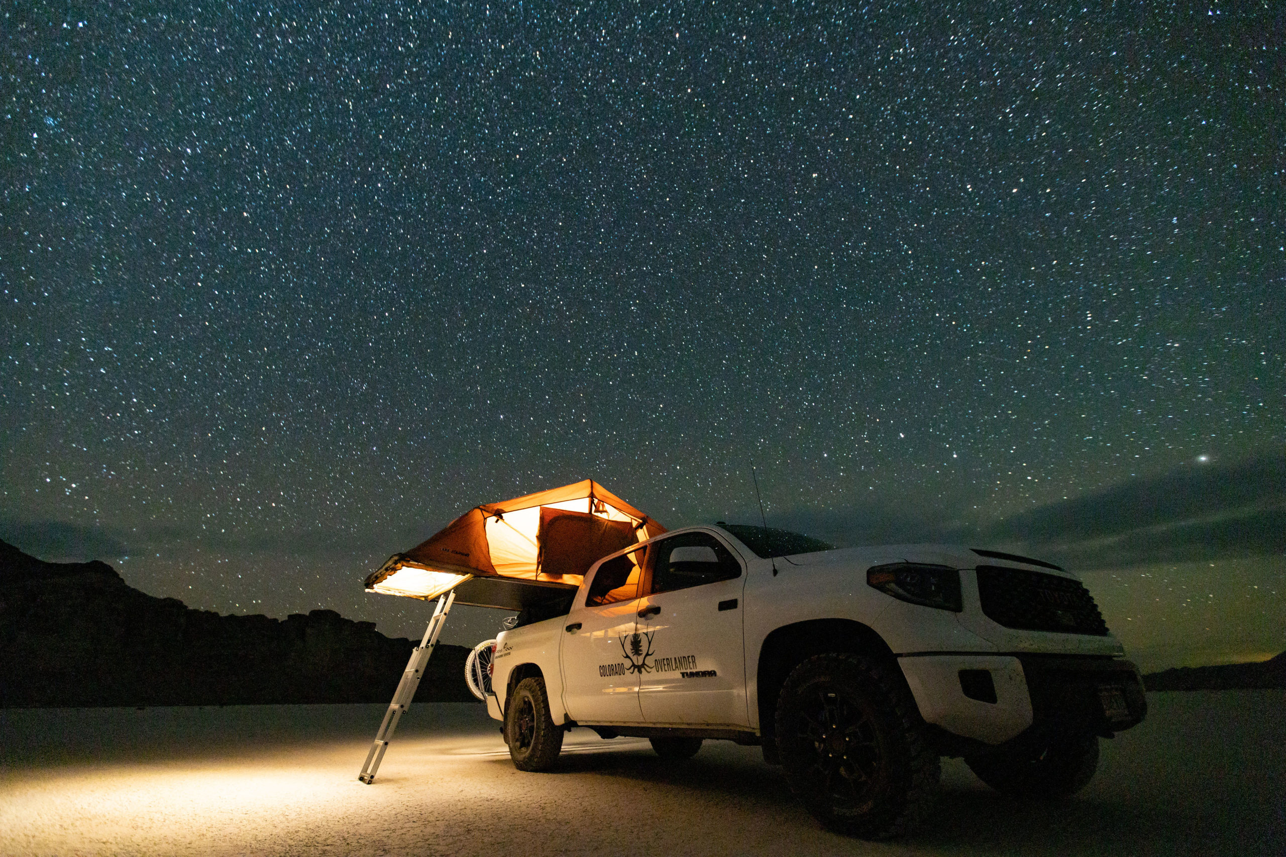 Camping under the stars in a Colorado Overlander
